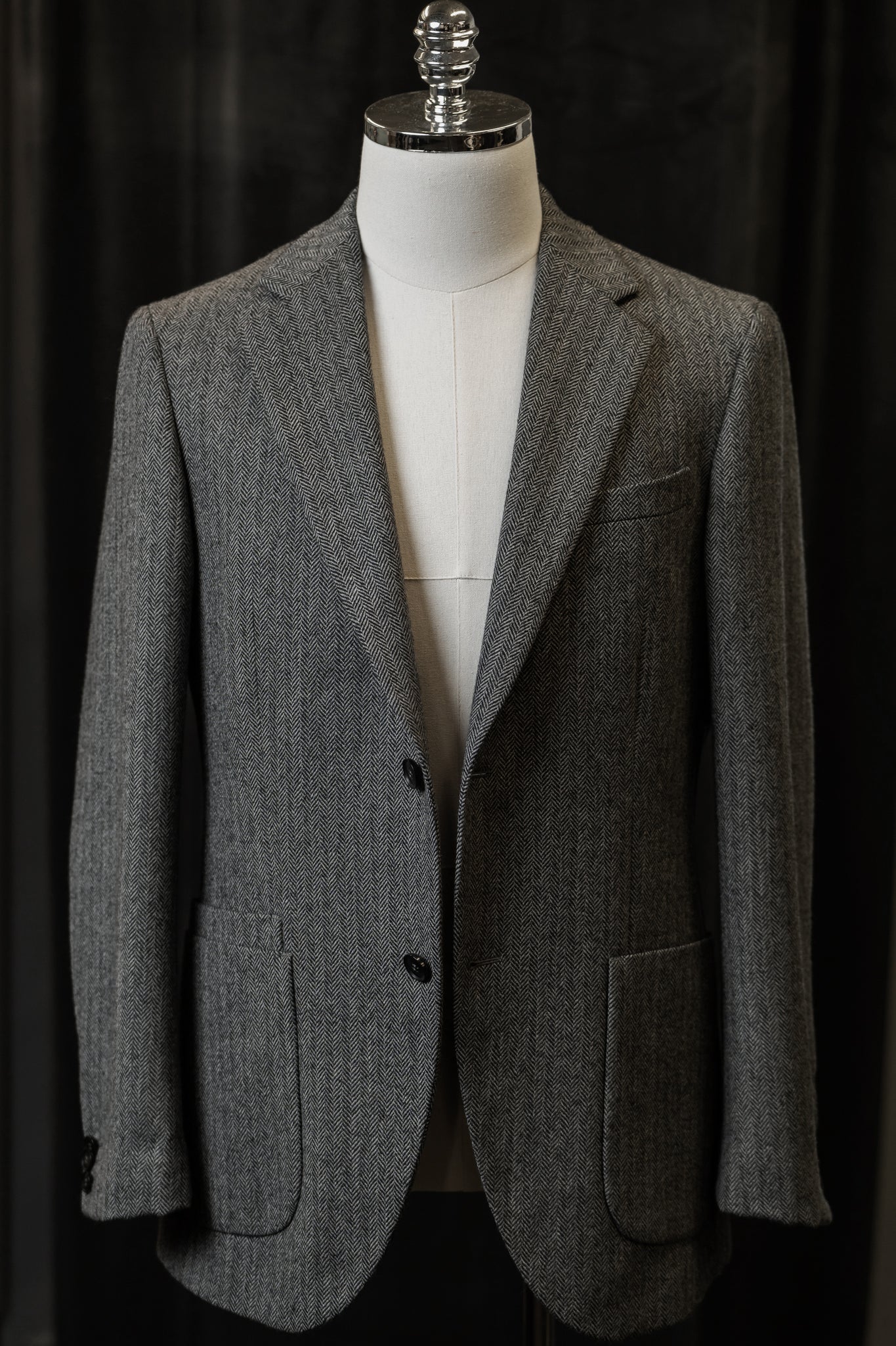 Grey Herringbone Tweed Jackets