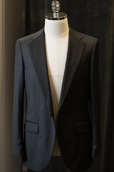 Dark Grey Tuxedo With Black Notch Lapel Suit