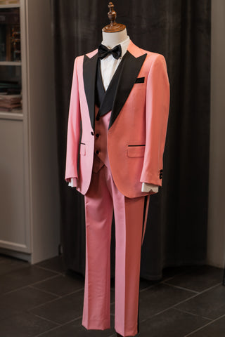 Pink Tuxedo With Black Peak Lapel