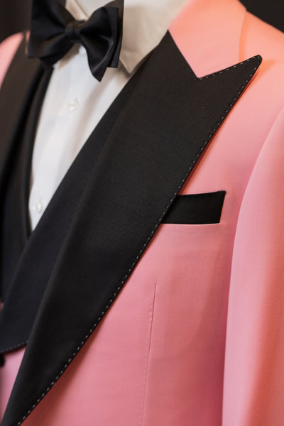 Pink Tuxedo With Black Peak Lapel