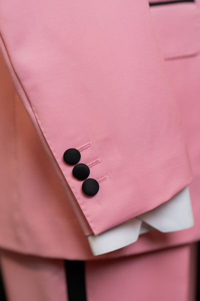 Pink Tuxedo With Black Peak Lapel