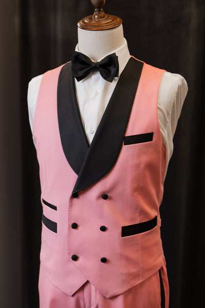 Pink Tuxedo With Black Peak Lapel