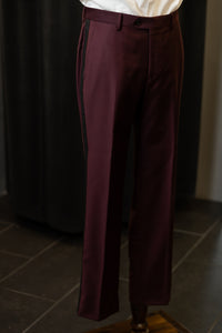 Burgundy Trouser With Black Side Line