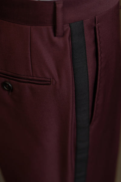 Burgundy Trouser With Black Side Line