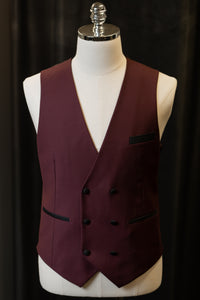 Burgundy Waistcoat With Black Pocket