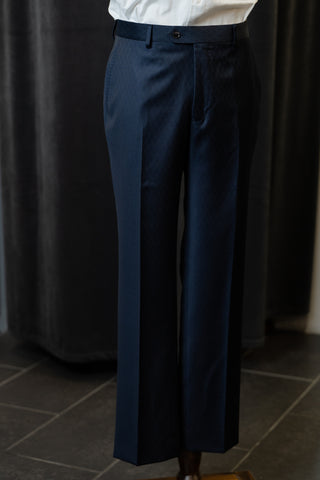 Dark Blue Rhombus With Black Velvet Shawl Lapel Trousers