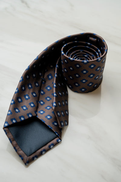 AT191BN Brown Floral Tie