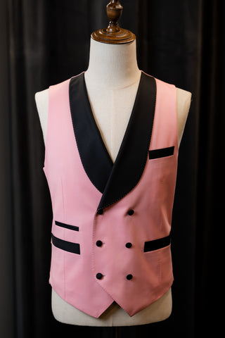 Pink Waistcoats With Black Shawl Lapel
