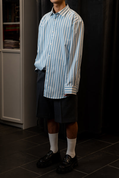 White/Blue Straight OverSize Shirt by Customize