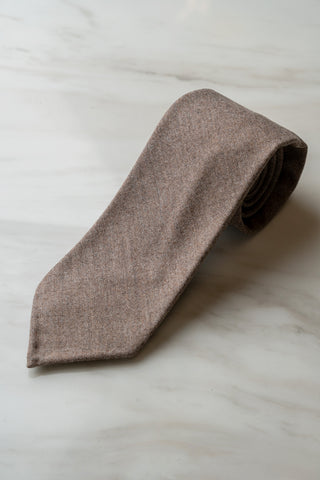 100%Wool Light Brown 3 Flod Handmade Tie