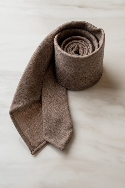 100%Wool Light Brown 3 Flod Handmade Tie