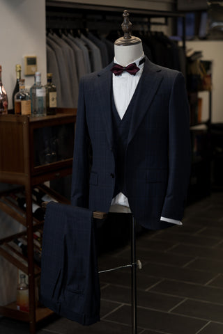 Navy Checkered Minimal Suit