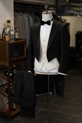 Black Tailcoat With White Waistcoats Suit