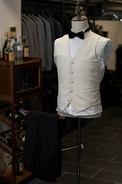 Black Tailcoat With White Waistcoats Suit