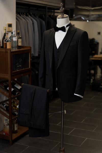 Black Tuxedo With Satin Peak Lapel Suit