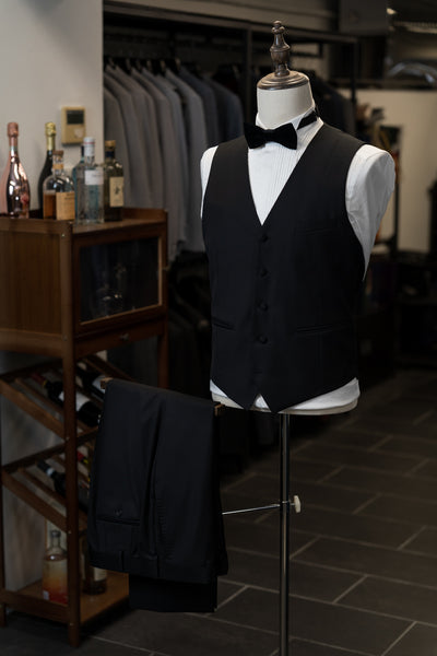 Black Tuxedo With Satin Peak Lapel Suit