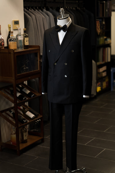 Black Double-Breasted Wedding Suit