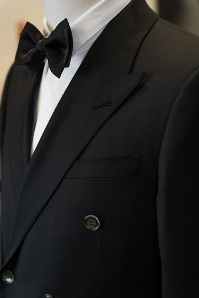 Black Double-Breasted Wedding Suit