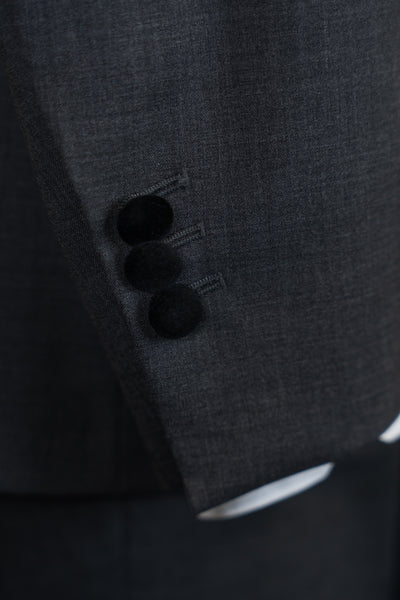 Dark Grey Tuxedo With Black Velvet Peak Lapels Suit