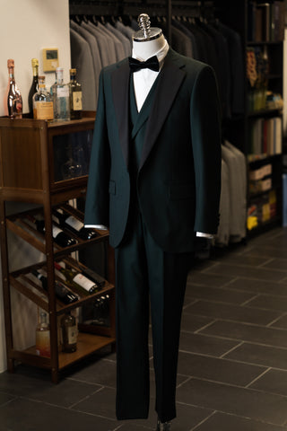 Dark Green Tuxedo With Black Notch Lapel Suit