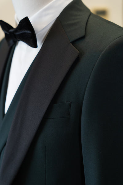 Dark Green Tuxedo With Black Notch Lapel Suit