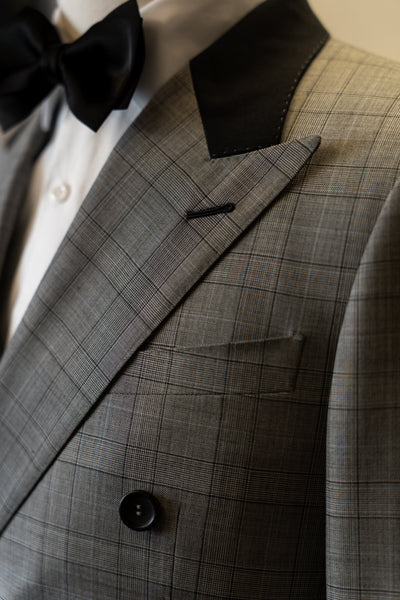 Grey Checkered Double-Breasted Suit