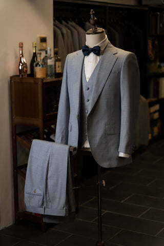 Light Blue With Notch Lapel Minimal Suit