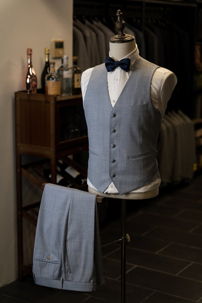 Light Blue With Notch Lapel Minimal Suit