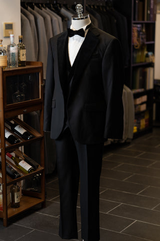 Black Tuxedo With Black Velvet Notch Lapel