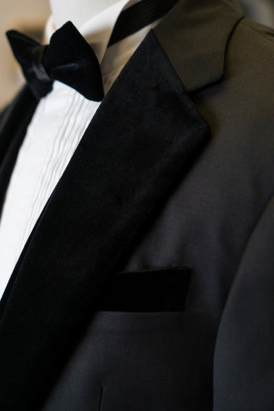 Black Tuxedo With Black Velvet Notch Lapel