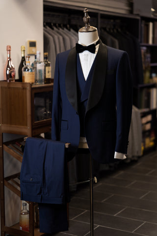 Navy Tuxedo With Black Satin Shawl Lapel Suit