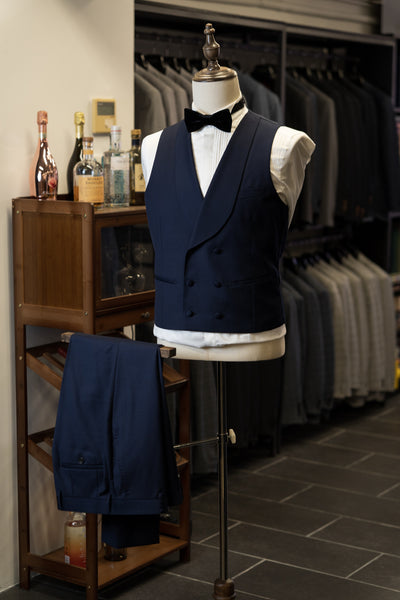 Navy Tuxedo With Black Satin Shawl Lapel Suit