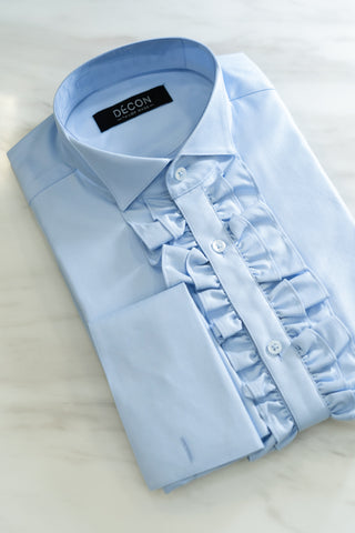 Light Blue Ruffled Tuxedo Shirt