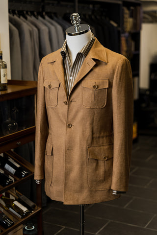Brown Safari Jacket With Drawstring Waist