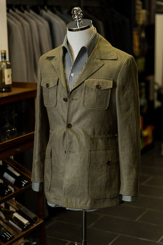 Olive Green Safari Jacket With Drawstring Waist