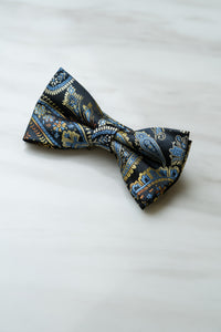 B015BU Dark Blue Floral Bow Tie