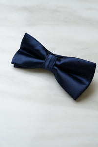 B022NY Navy Satin Bow Tie