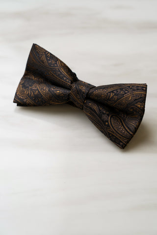 B058BN Dark Brown Paisley Bow Tie