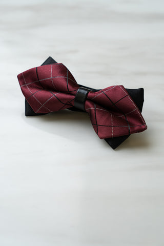 B062RDBK Dark Red/Black Check Bow Tie