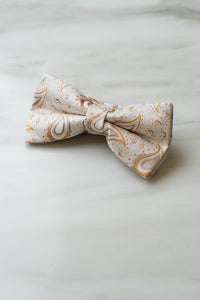 B112WT White Paisley Bow Tie