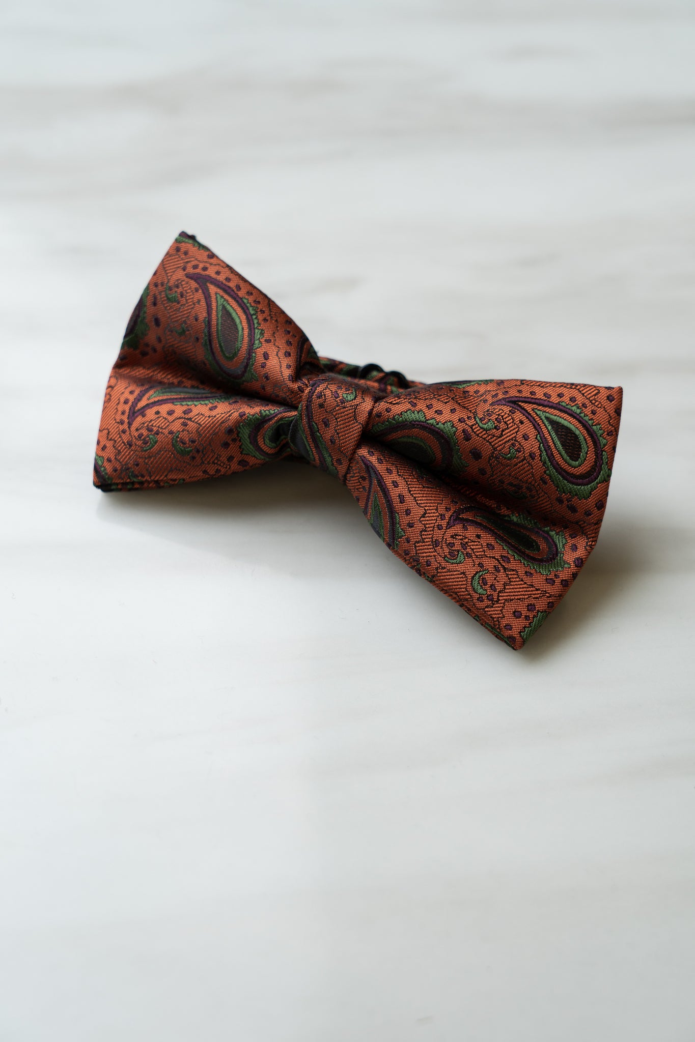 B120OR Orange Paisley Bow Tie
