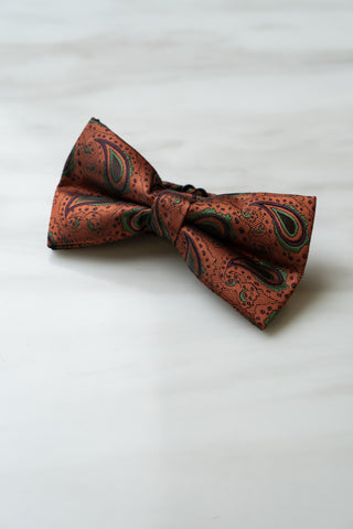 B120OR Orange Paisley Bow Tie