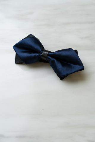 B124BUBK Blue/Black Satin Bow Tie