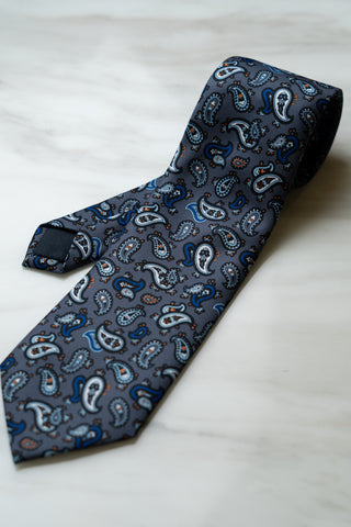 AT008GYBU Grey/Blue Paisley Tie
