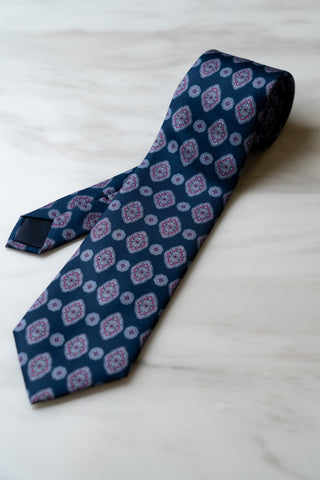 AT010BU Dark Blue Floral Tie