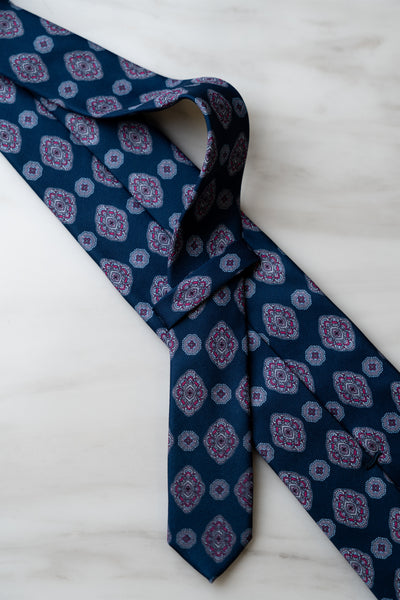 AT010BU Dark Blue Floral Tie