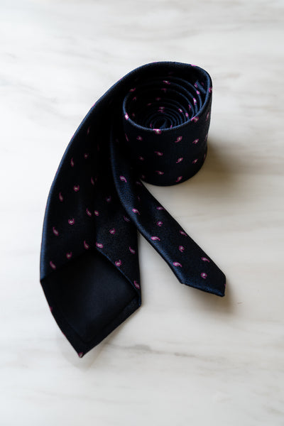 AT019NY Navy Blue Dots Tie