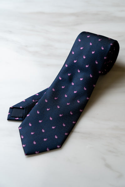 AT019NY Navy Blue Dots Tie