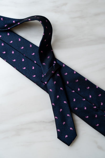 AT019NY Navy Blue Dots Tie