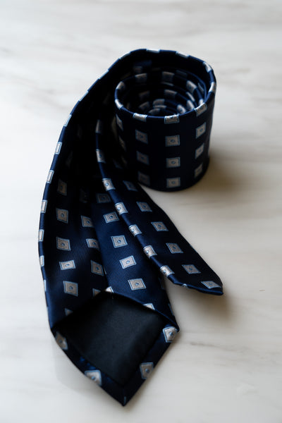 AT022NY Navy Blue Check Tie